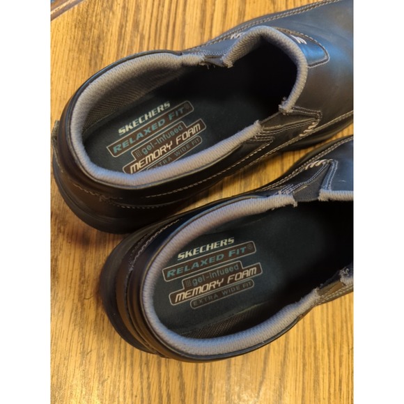 Skechers Men\'s Segment The Search Memory Foam Leather Shoes‎ Black Size 12 XW